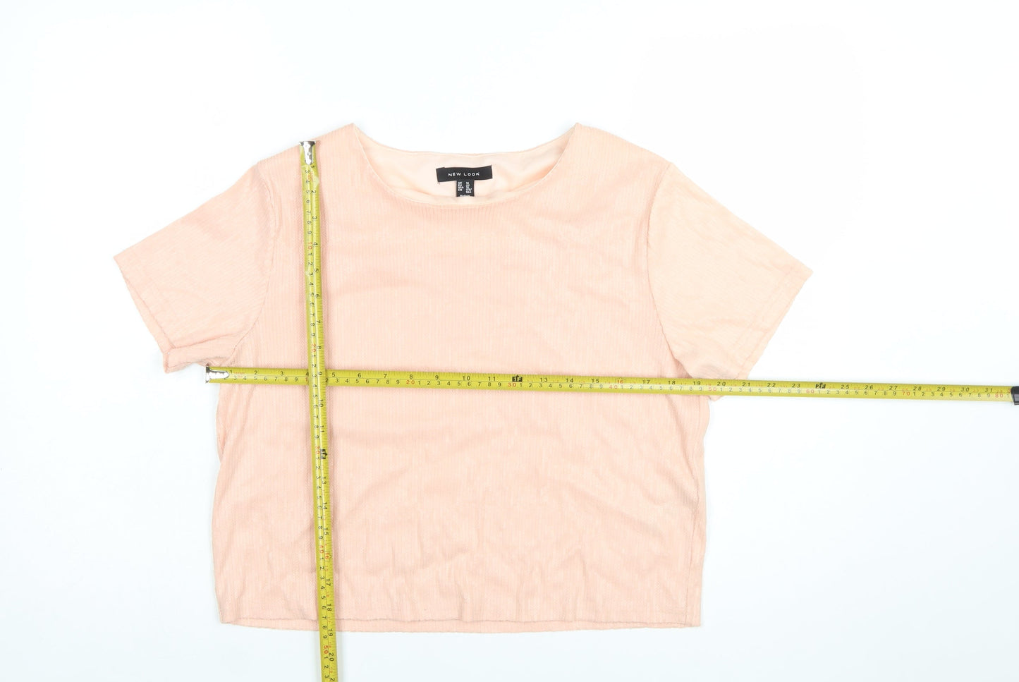 New Look Women Pink Cropped T-Shirt UK 14 Polyester Blend