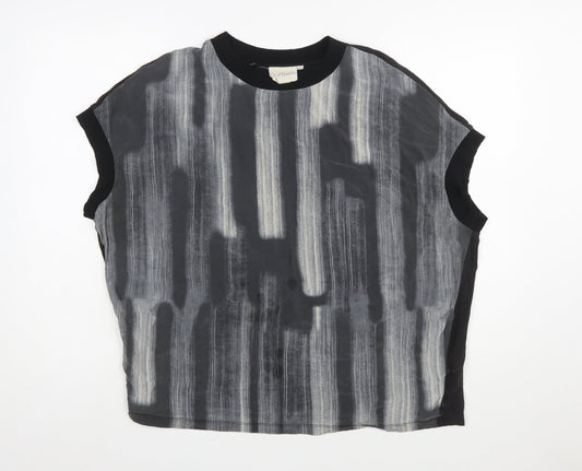 DKNY Womens Black Silk Blend Sleeveless Blouse Size L