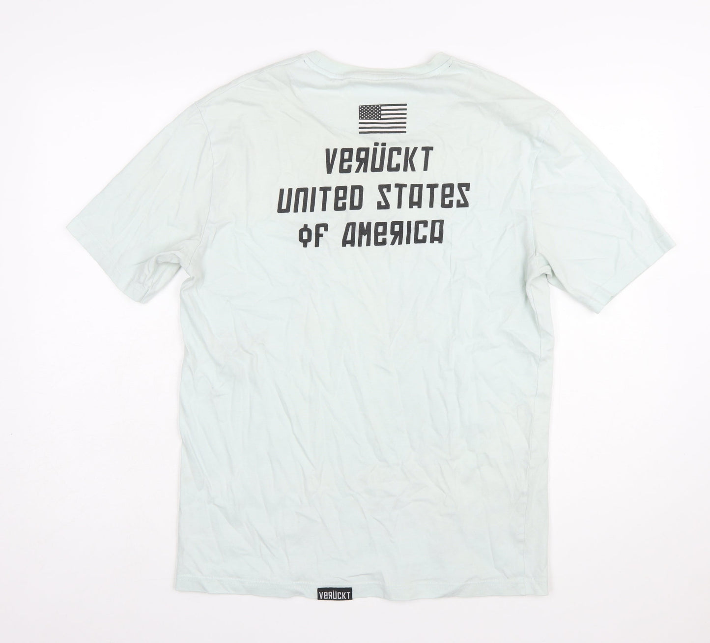 VERÜCKT Men's White USA Graphic Cotton T-Shirt Size M