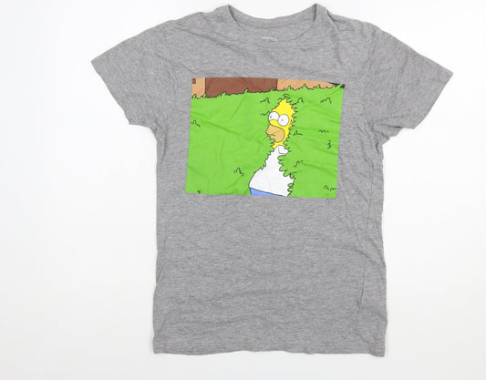 The Simpsons Women's Grey Short Sleeve Crew Neck T-Shirt Size S