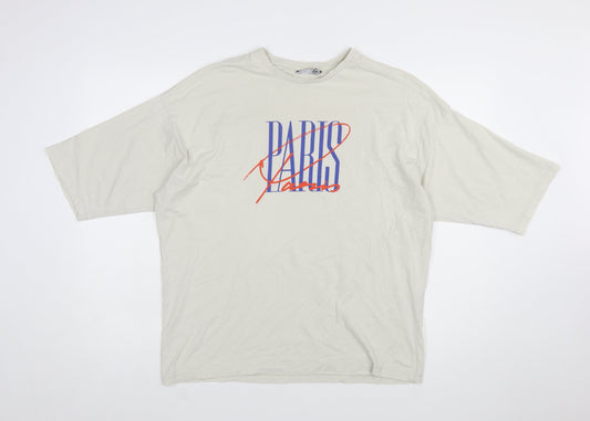 ASOS DESIGN Men’s Beige Paris Print Relaxed Fit T-Shirt XS