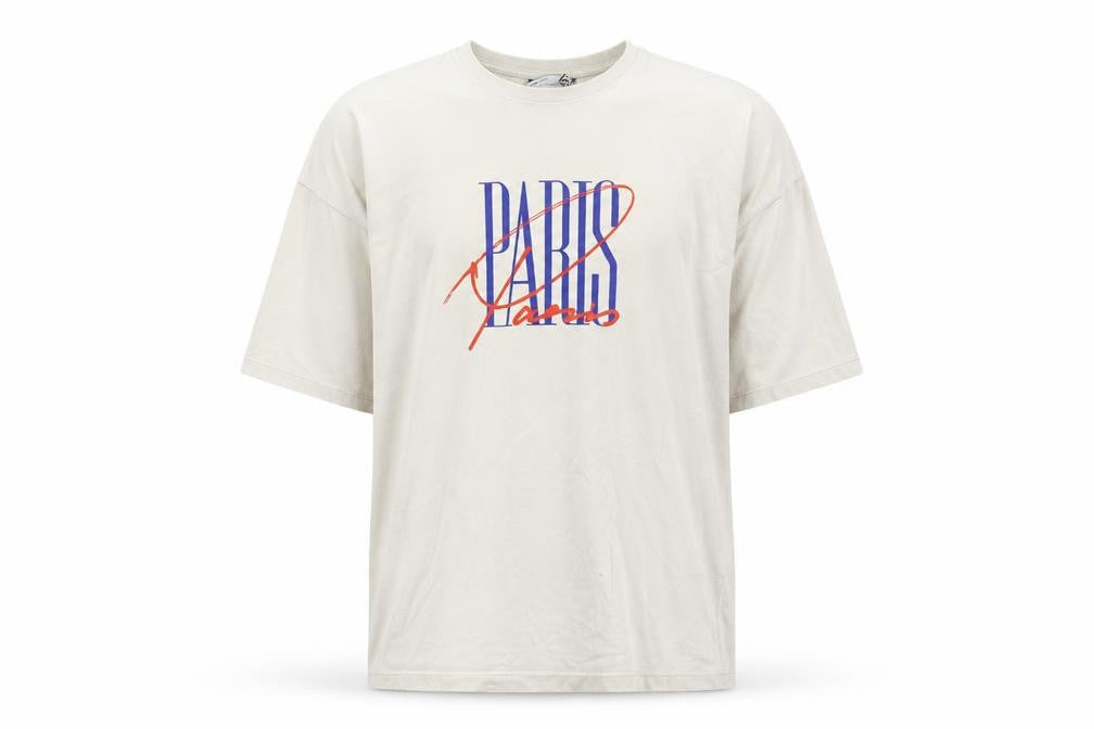 ASOS DESIGN Men’s Beige Paris Print Relaxed Fit T-Shirt XS