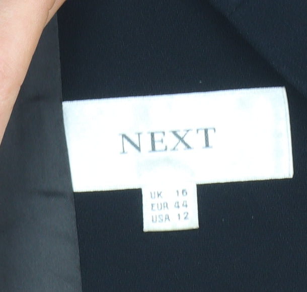 Next Women Black Poly Blazer UK 16 Lined Business Formal Jacket