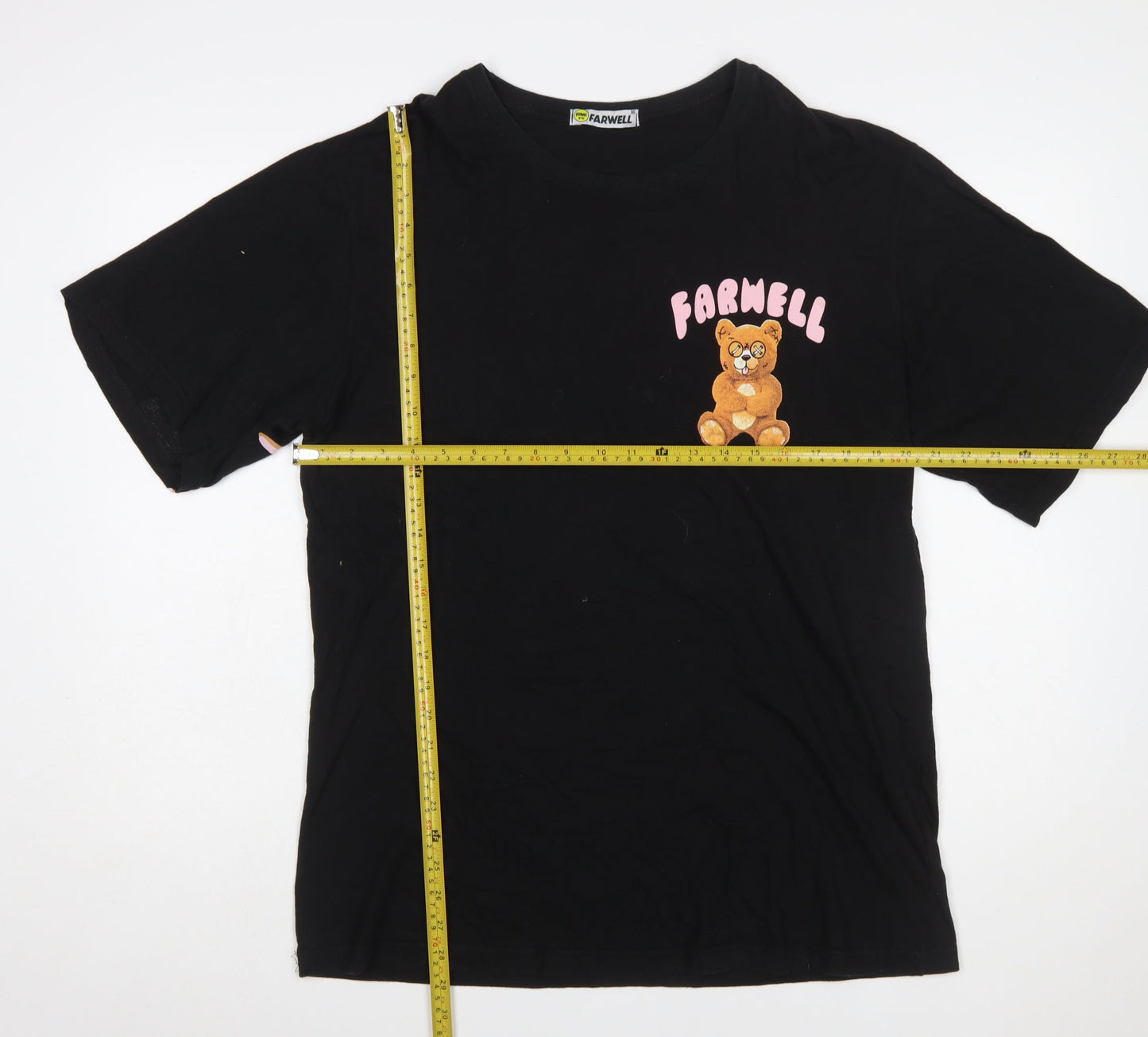 FARWELL Women’s Black Funny Bear Graphic T-Shirt XL