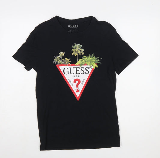 Guess Women Black Slim Fit Cotton T-Shirt Size S