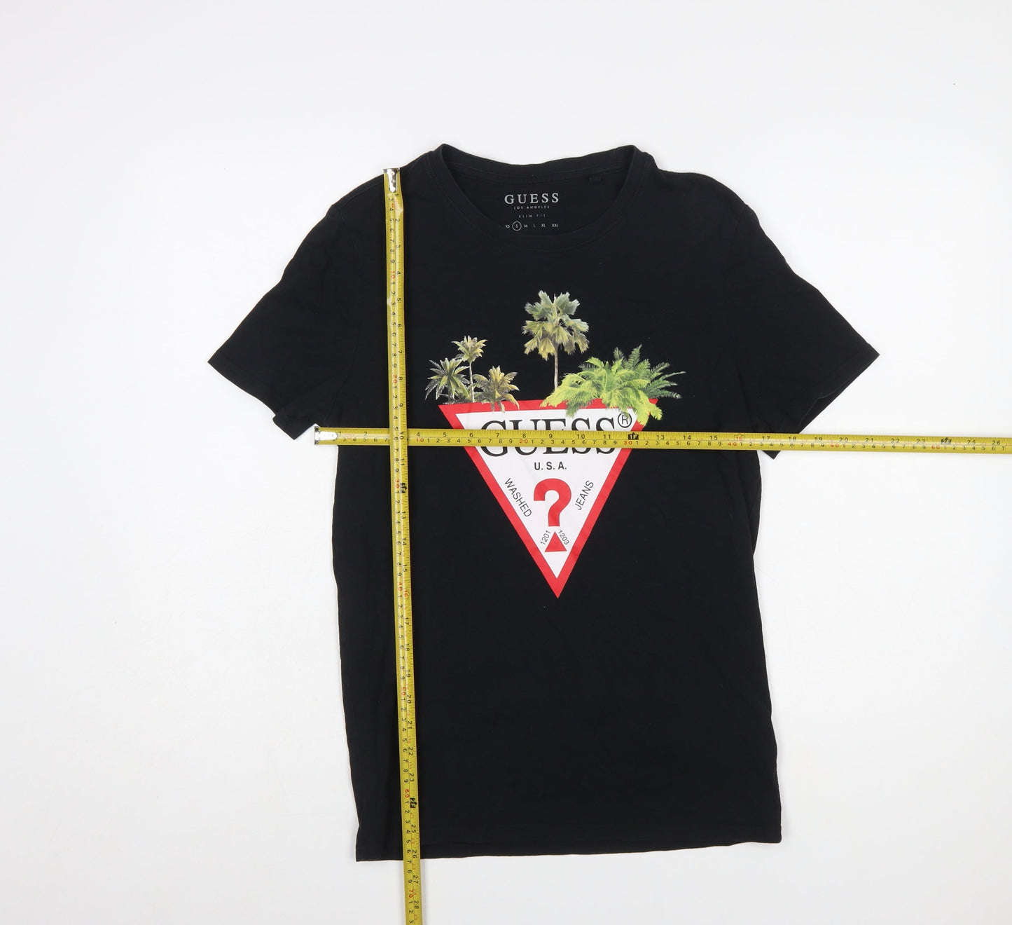 Guess Women Black Slim Fit Cotton T-Shirt Size S