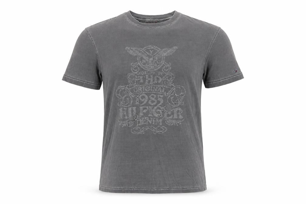 Tommy Hilfiger Denim Men's Grey Small Graphic Cotton T-Shirt