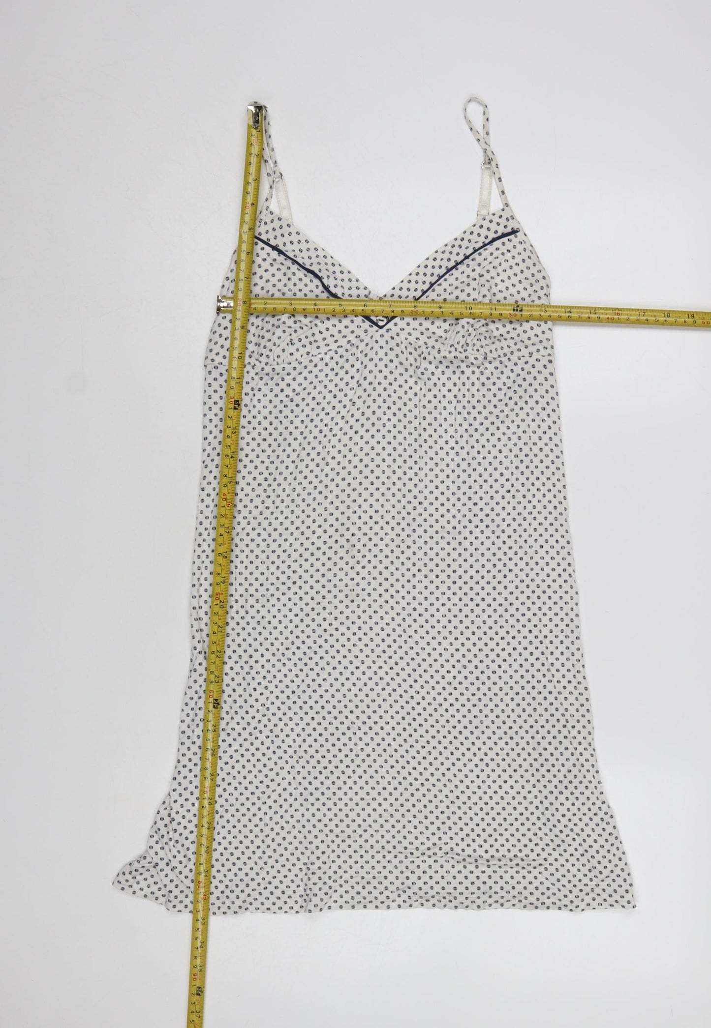 Jasper Conran Women White Polka Dot Viscose Slip Dress Size 14