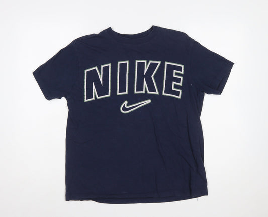 Nike Men's Blue Small Regular Fit Graphic Sports T-Shirt