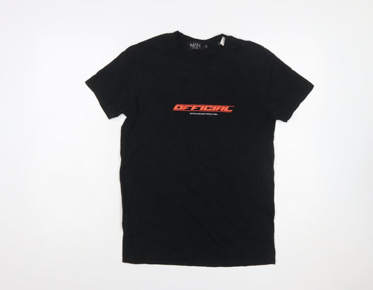 boohooMAN Men's Black OFFICIAL Graphic Cotton T-Shirt Size S