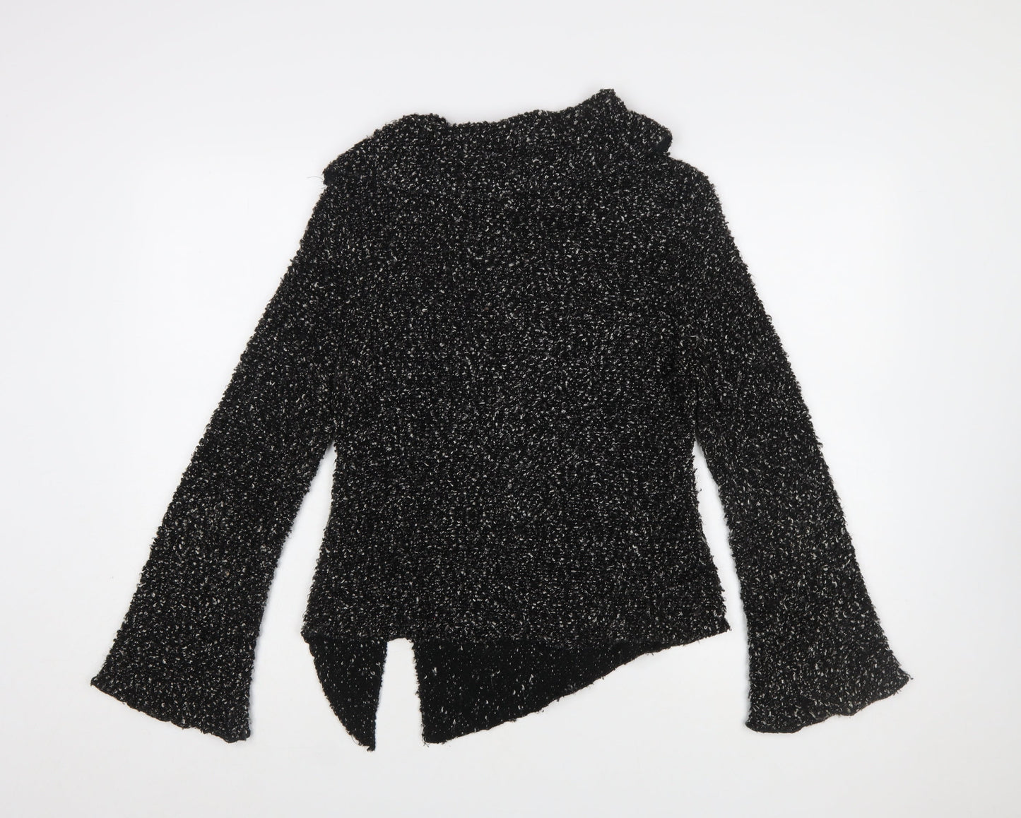 STAXS Womens Black Chunky-Knit High Neck Pullover Jumper Size 8