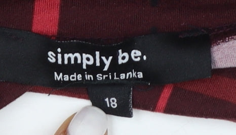 Simply Be Women Red Check Stretch Shift Dress Size 18