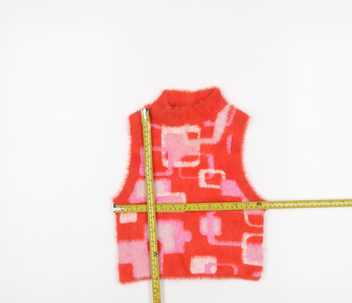 Vintage Supply Women's Red Retro Knit Sleeveless Roll Neck Vest Size 8