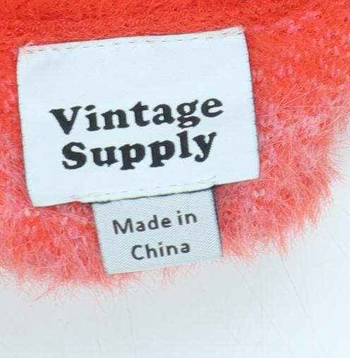 Vintage Supply Women's Red Retro Knit Sleeveless Roll Neck Vest Size 8