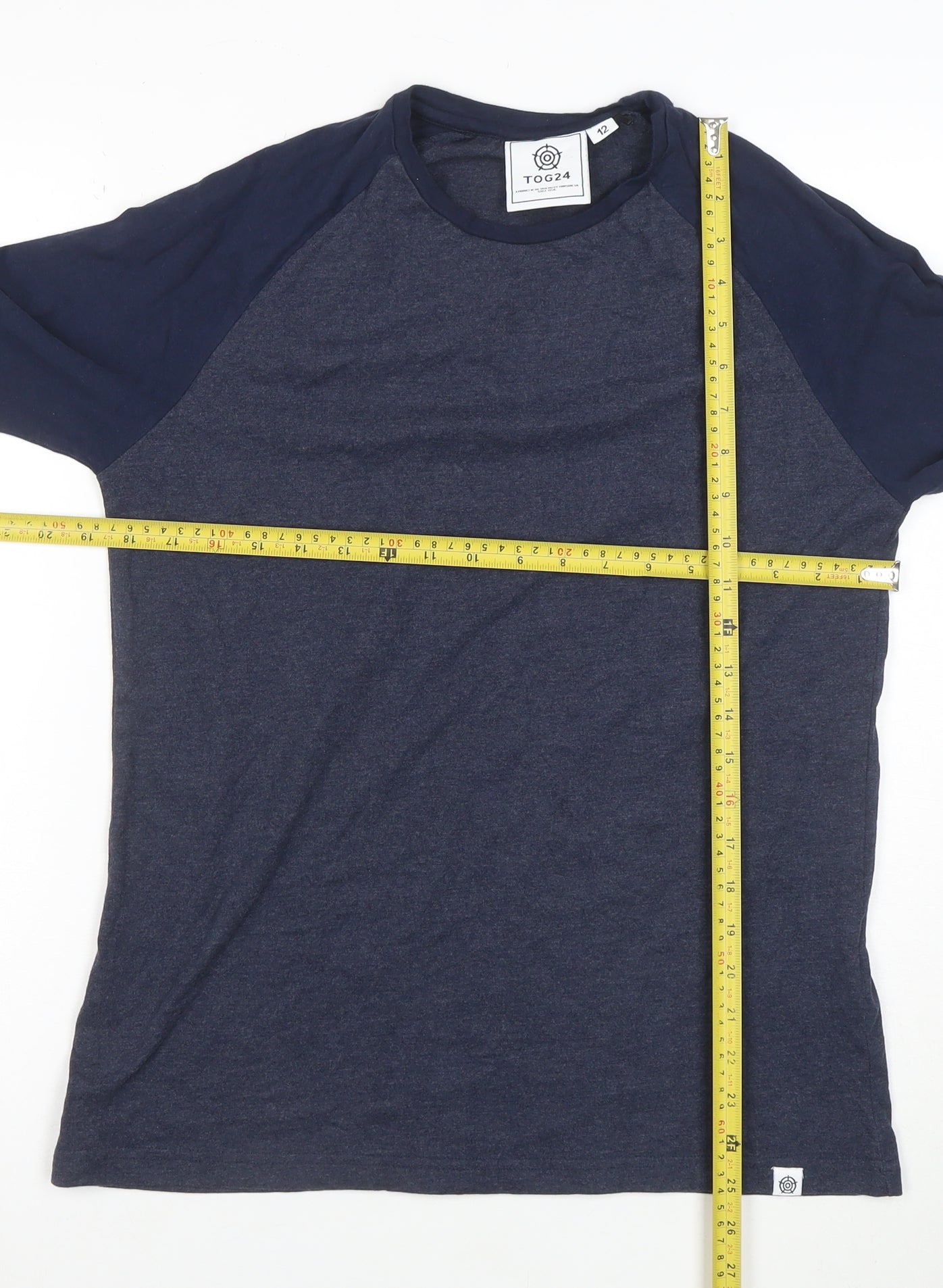 TOG24 Women's Blue Long Sleeve Raglan Crew Neck T-Shirt Size 12