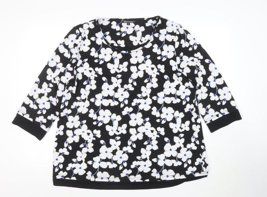 Bonmarché Women’s Black Floral 3/4 Sleeve Pullover Jumper Size 20