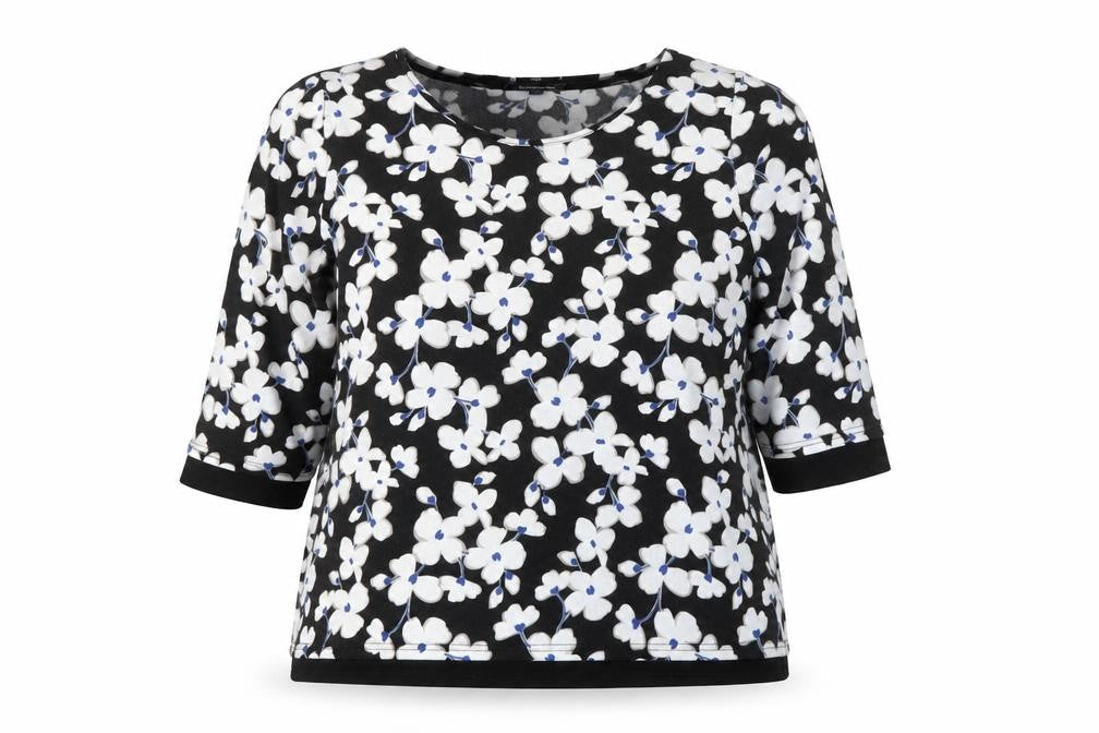 Bonmarché Women’s Black Floral 3/4 Sleeve Pullover Jumper Size 20
