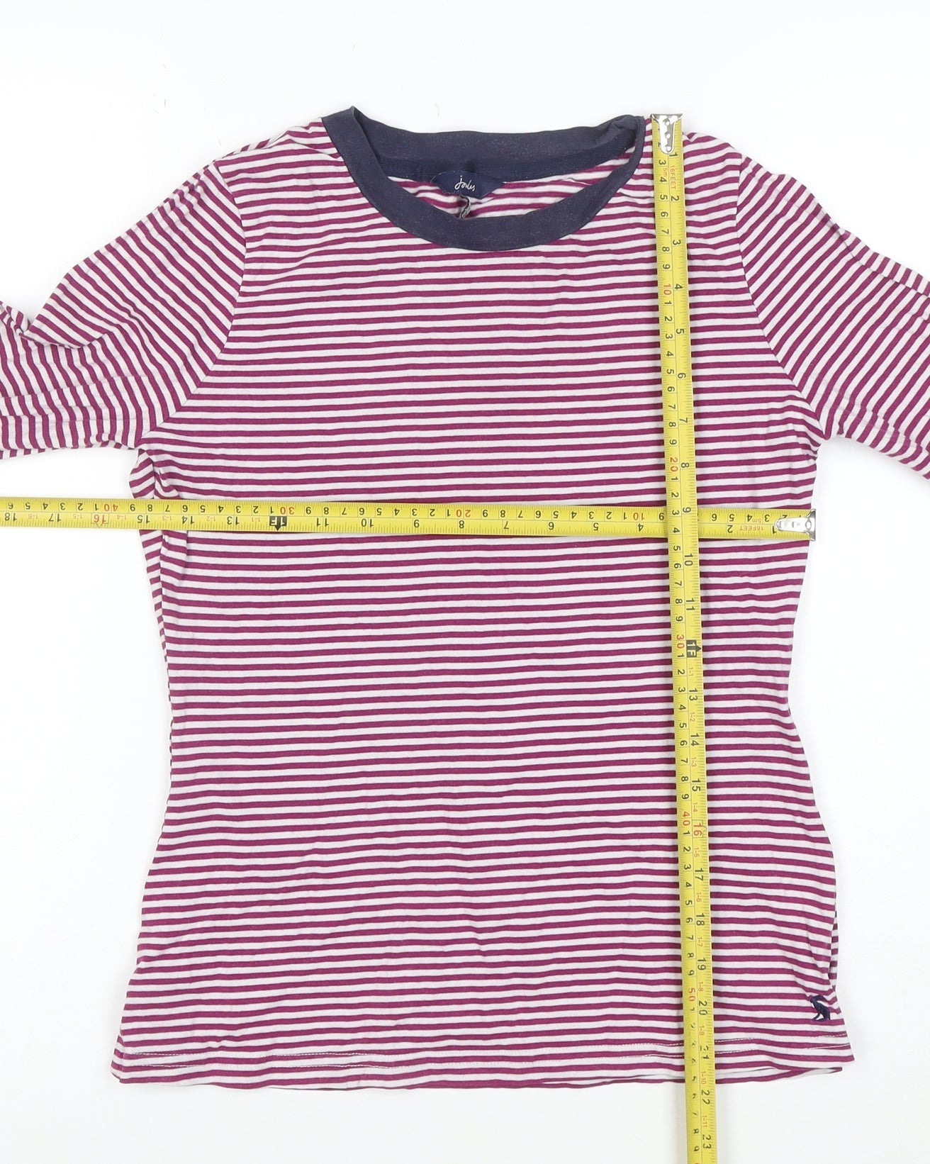 Joules Women’s Multicoloured Striped Long Sleeve Cotton Ringer T-Shirt UK 10