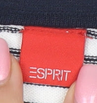 Esprit Women’s White Striped Belted Cardigan Size M Long Sleeve