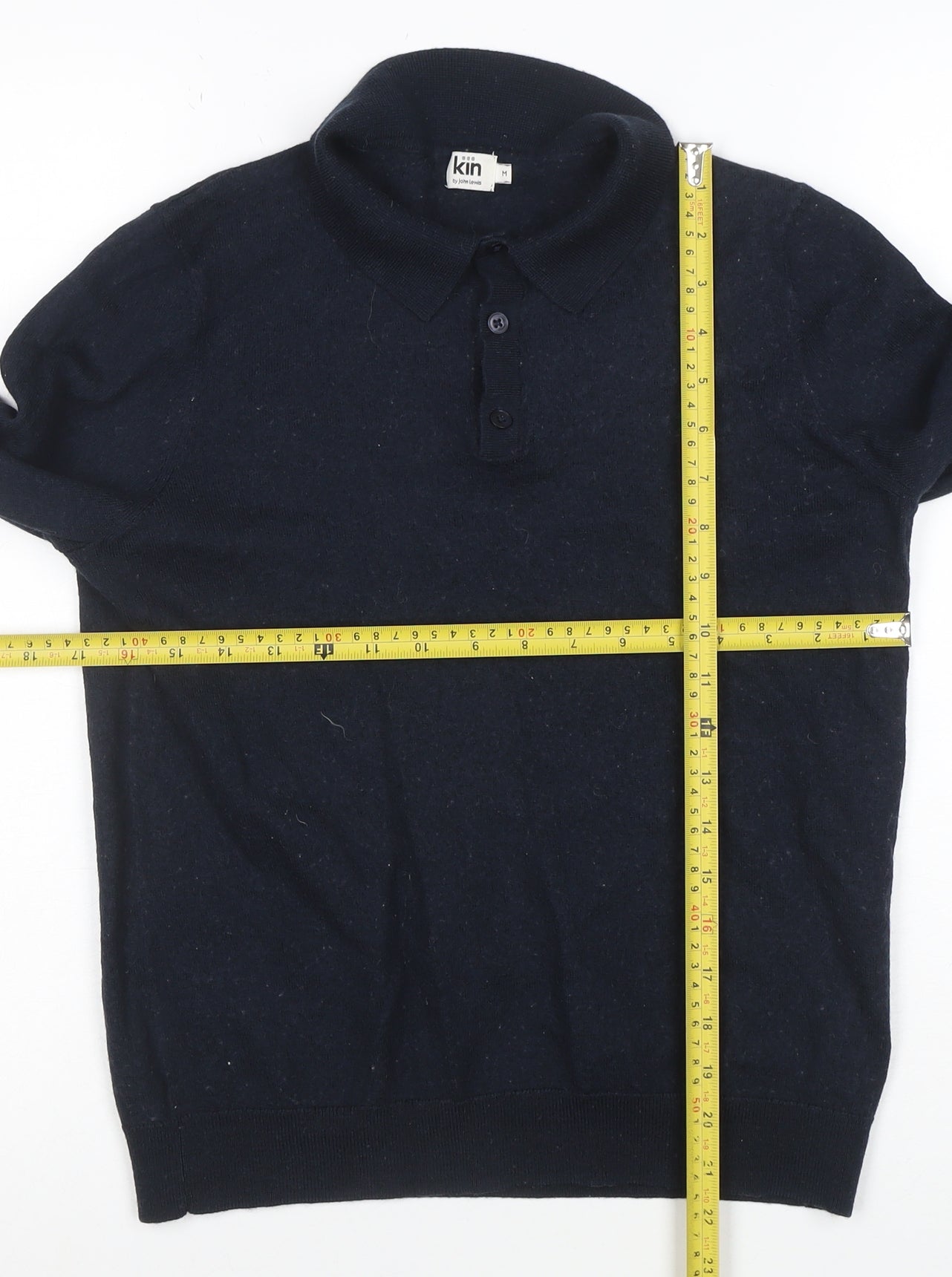 Kin by John Lewis Women's Navy Blue Wool Henley Jumper Size M
