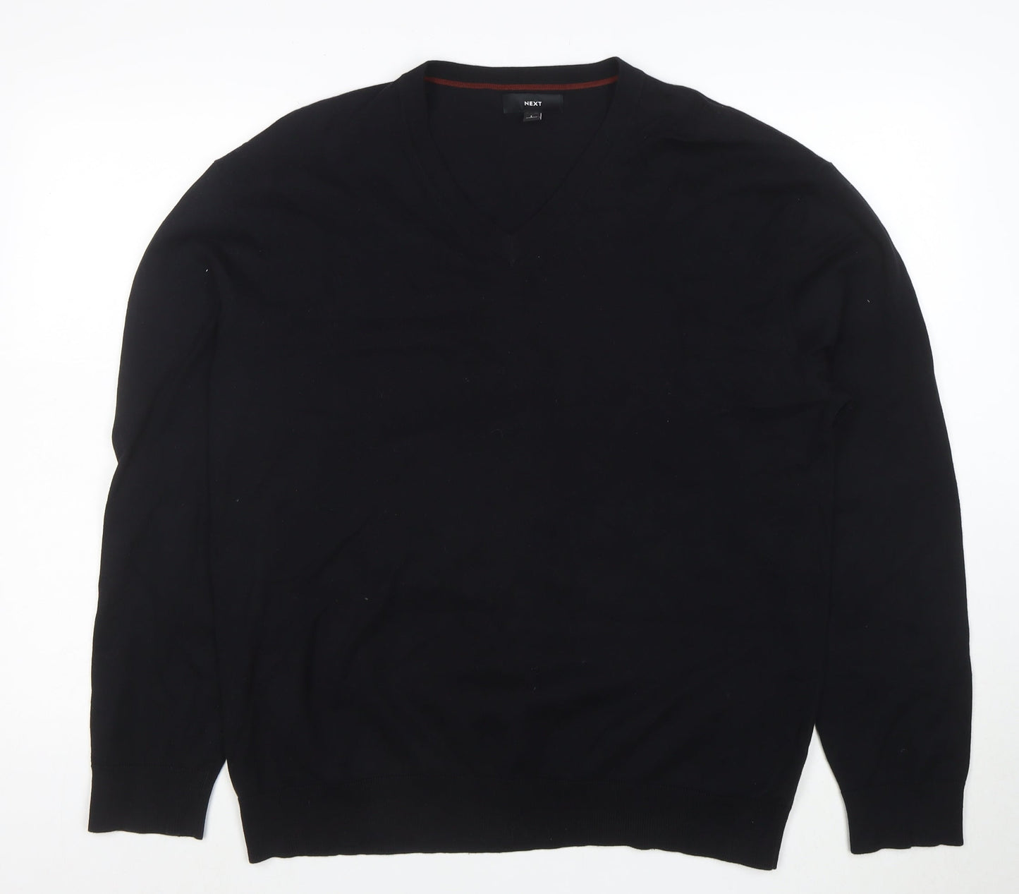 Next Men’s Black Cotton V-Neck Jumper Size L Classic Knit