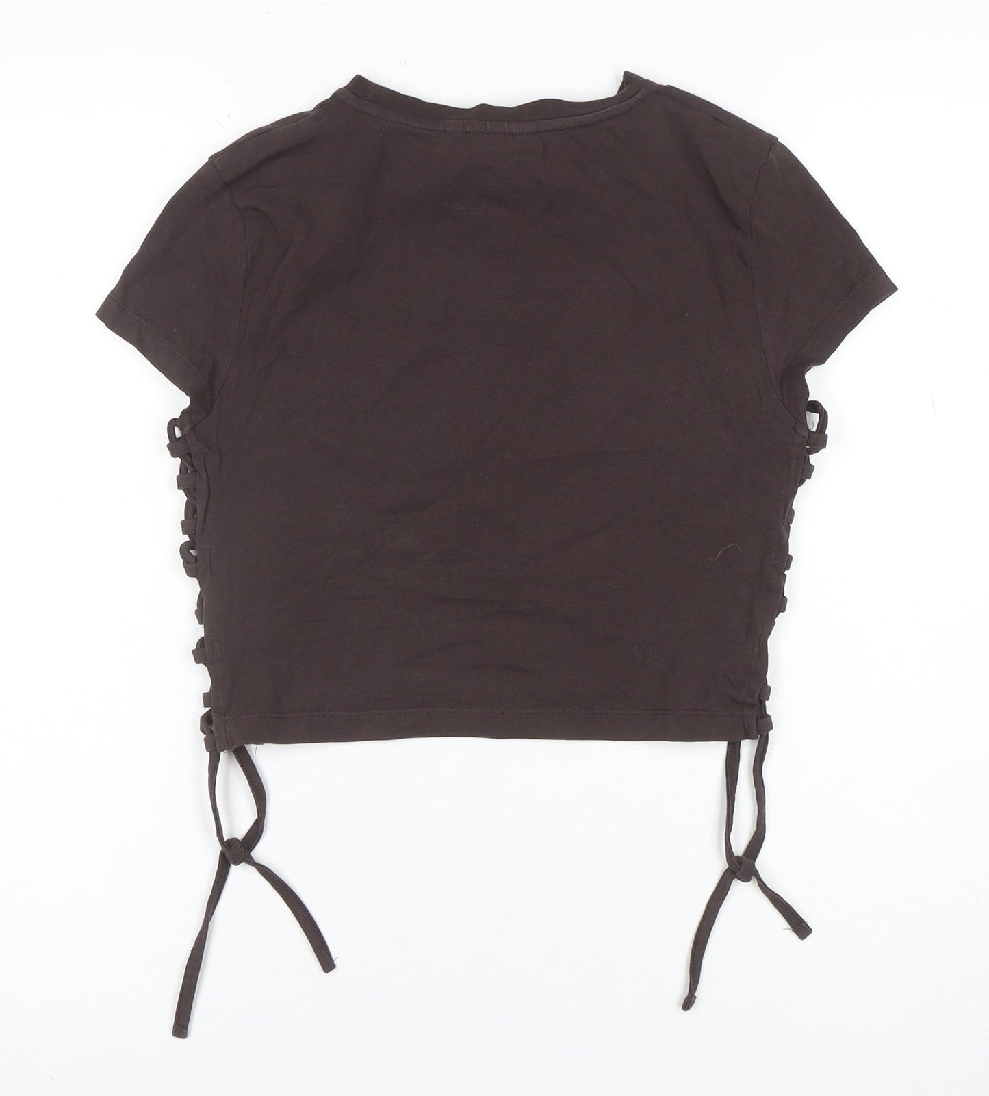 Reclaimed Vintage Women Brown Cropped T-Shirt UK 10 Graphic Tee