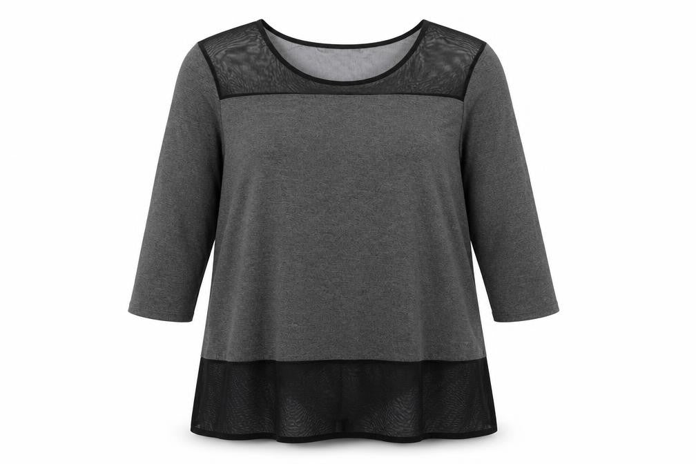 Grace Womens Grey 3/4 Sleeve Jersey Tunic Blouse Size 24