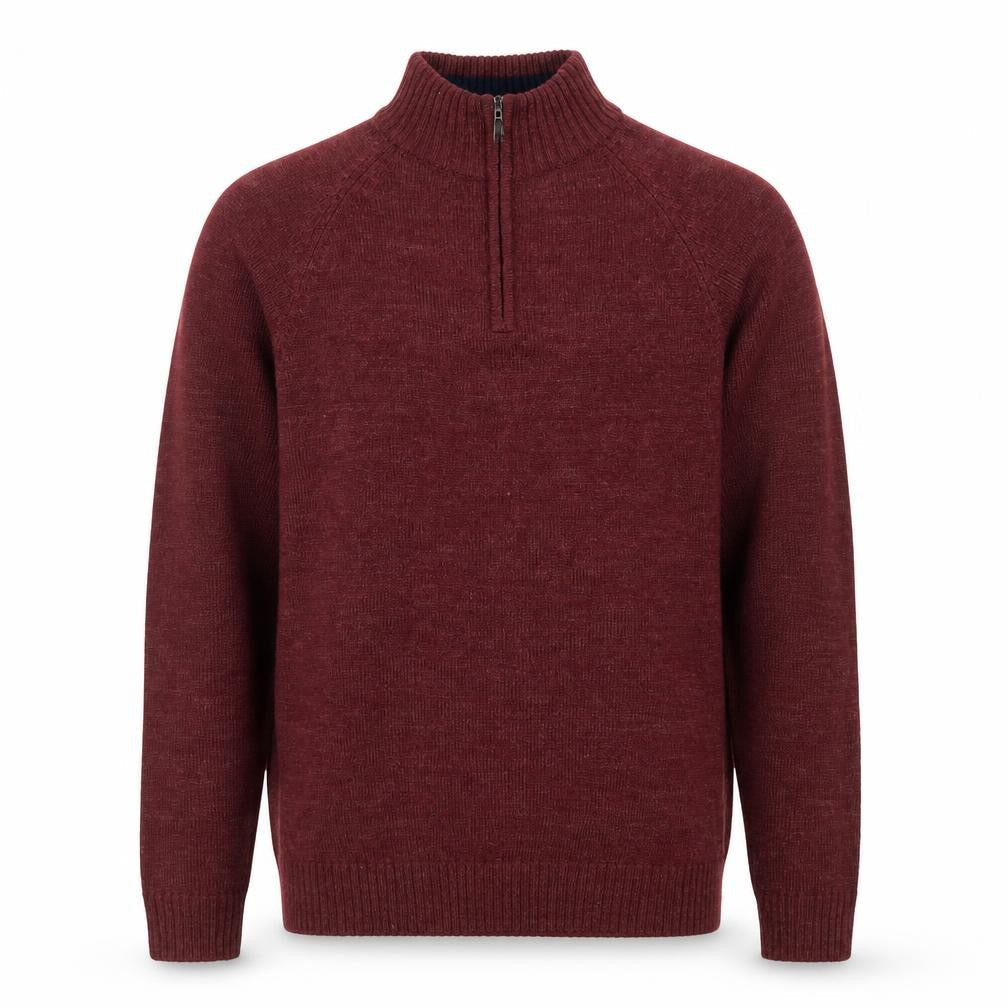 Essentials Mø Men’s Brown 1/2 Zip High Neck Wool Blend Jumper Size L