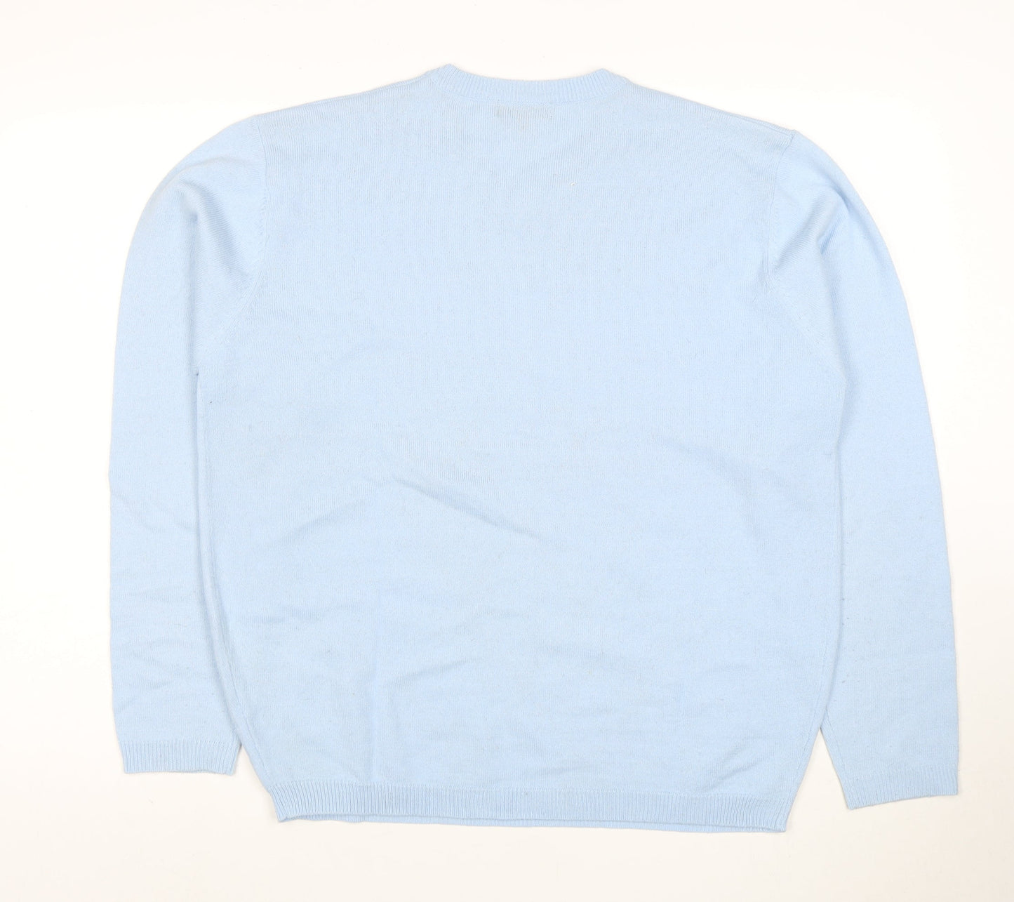 Thomas Nash Men's Blue Argyle V-Neck Acrylic Jumper M