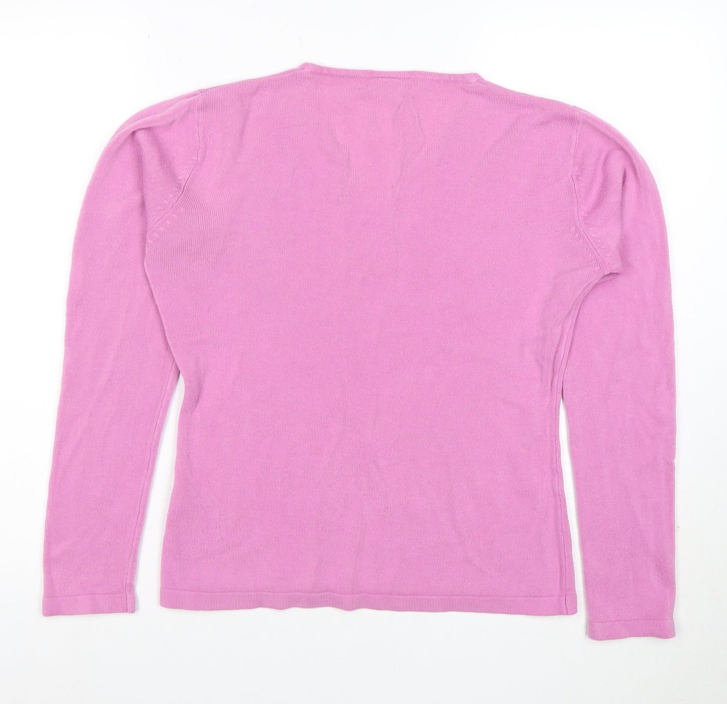 Opus Women's Pink V-Neck Long Sleeve Acrylic Knit Top Size S