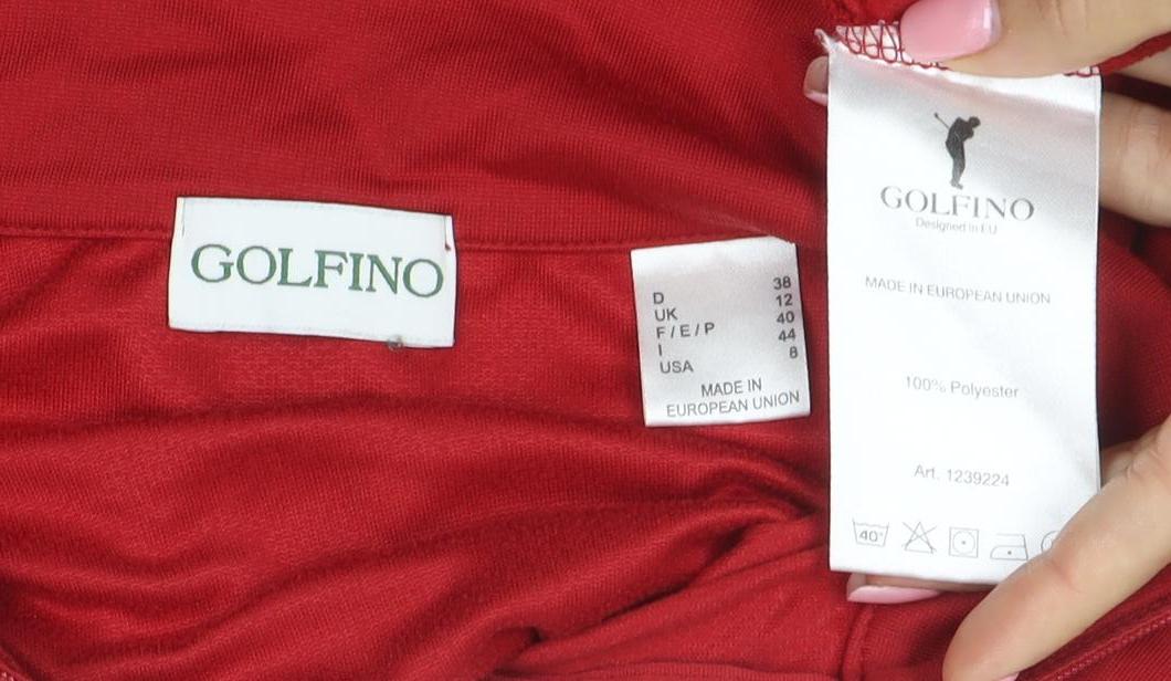 Golfino Women's Red Long Sleeve 1/4 Zip Golf Top Size 12