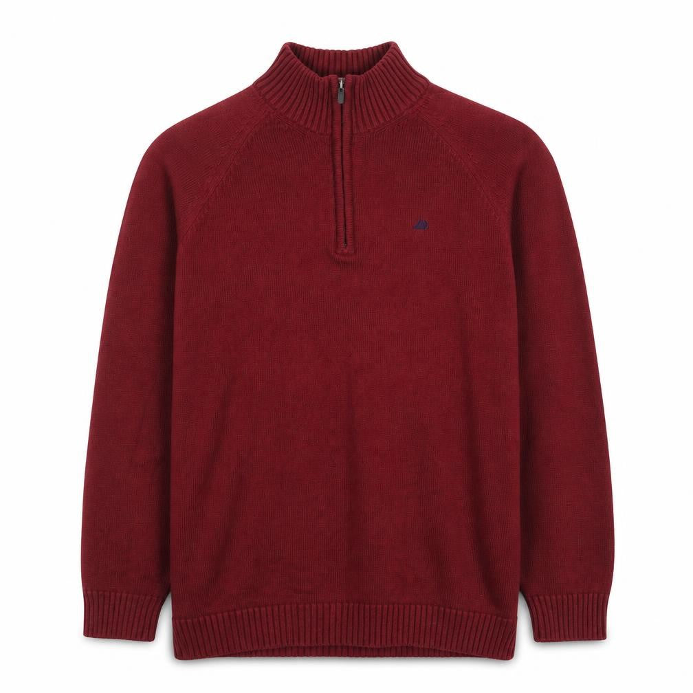 Quebramar Men's Red XL 1/2 Zip Cotton Jumper High Neck Knit