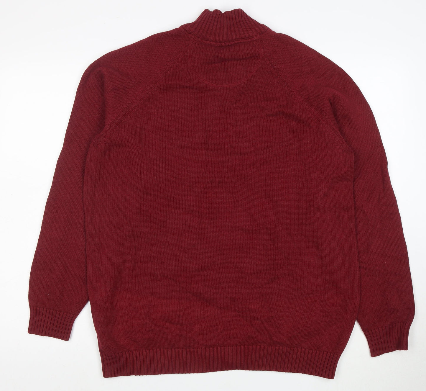 Quebramar Men's Red XL 1/2 Zip Cotton Jumper High Neck Knit