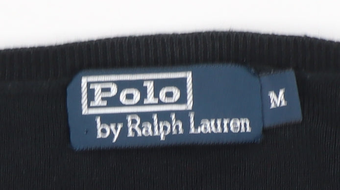 Ralph Lauren Men's Black V-Neck Cotton Jumper Size M