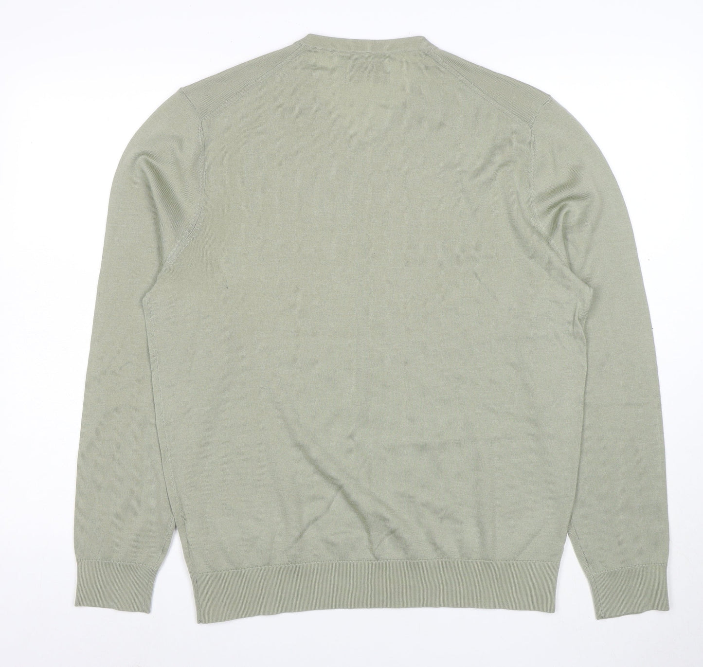 Marks and Spencer Men’s Green Merino Wool V-Neck Jumper L