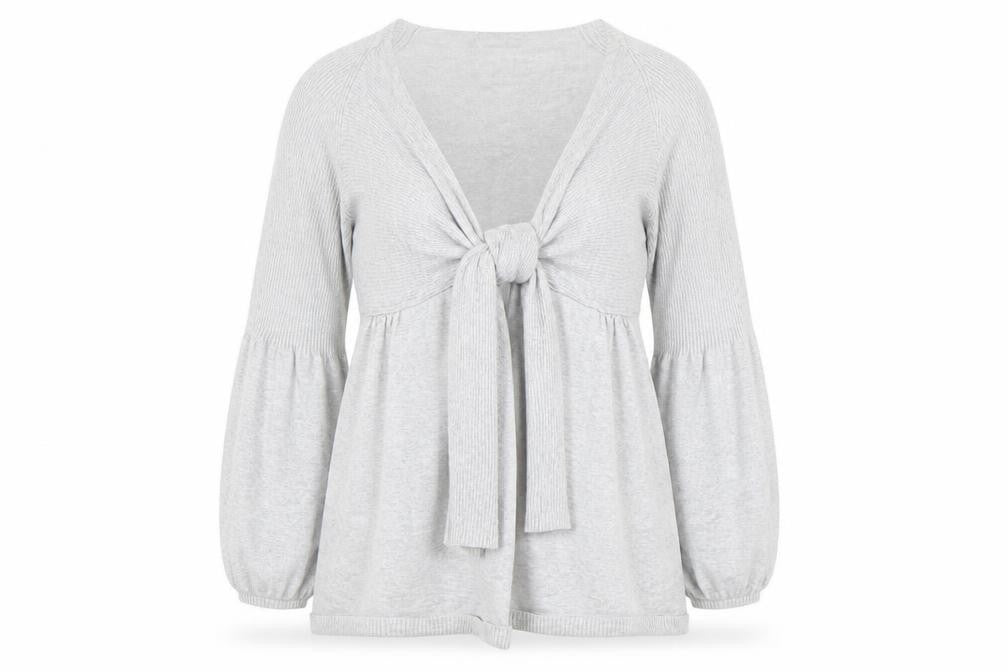 mamas & papas Womens Grey Knit Bow Front Cardigan Size 12-14