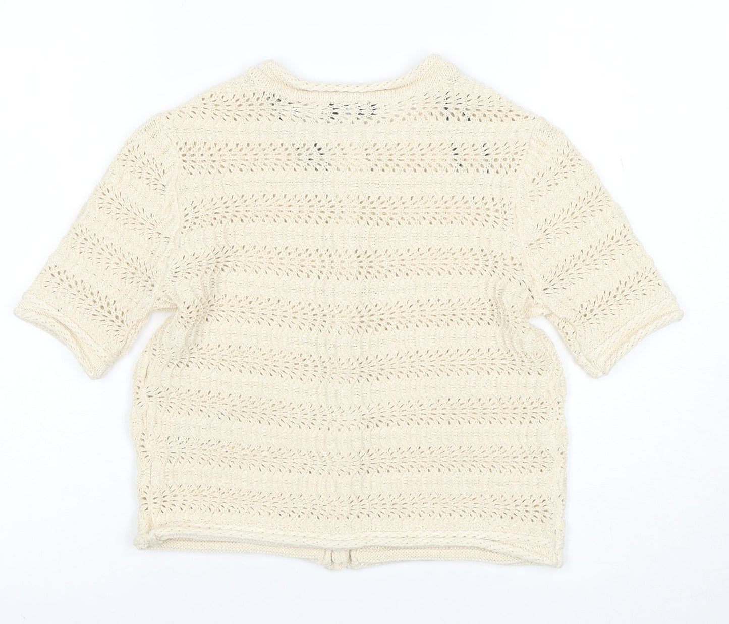 Marks and Spencer Women Ivory XS Open Knit Short Sleeve Cardigan