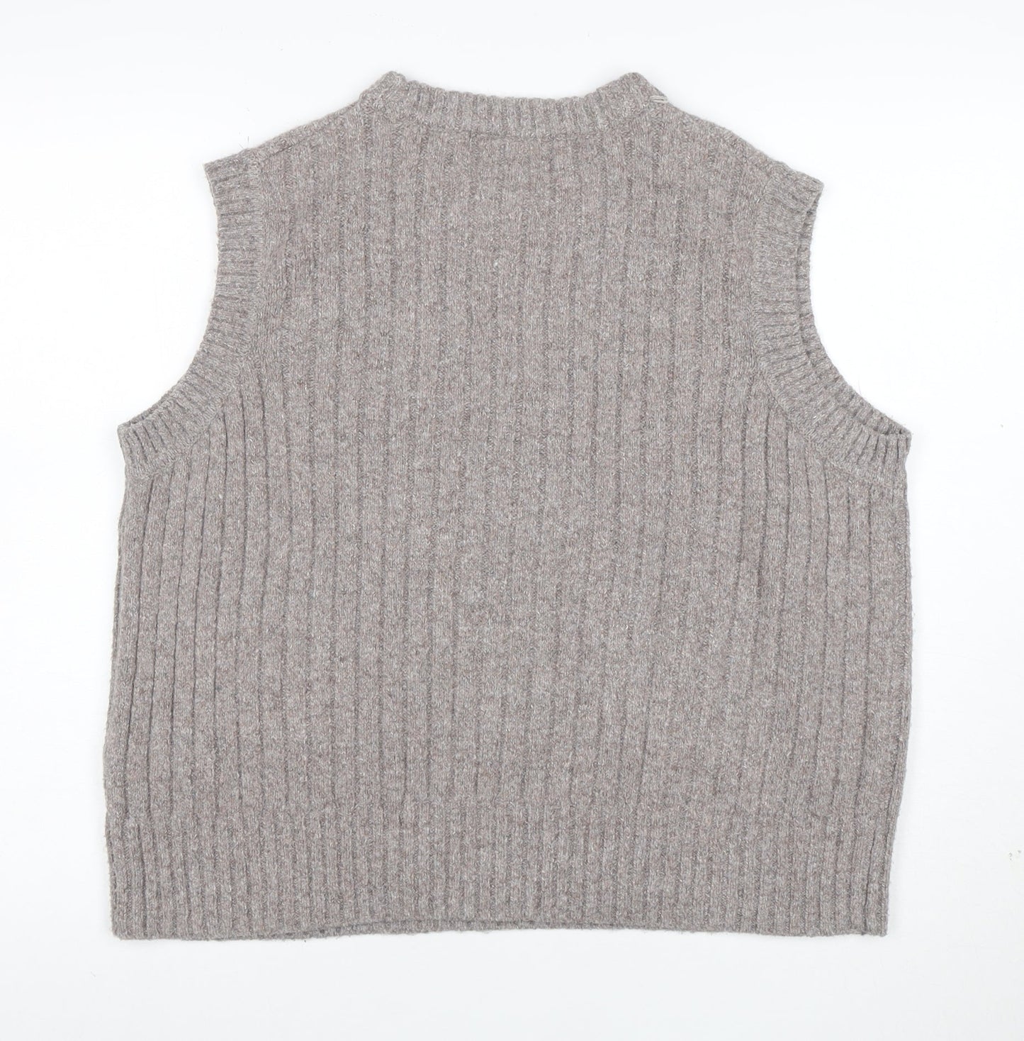 Marks and Spencer Women’s Beige Wool Knit Sleeveless Mock Neck Vest L