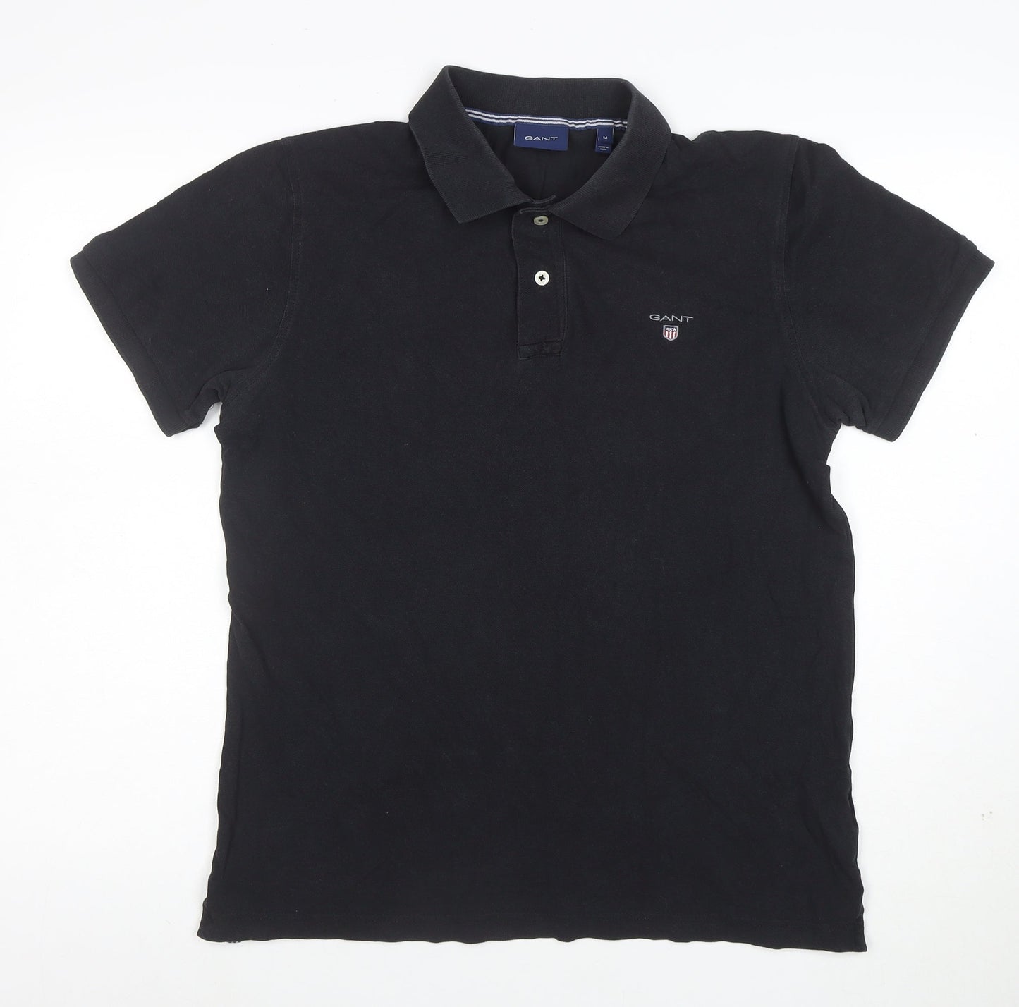 GANT Men's Black Cotton Polo Shirt Size M Short Sleeve Classic Fit