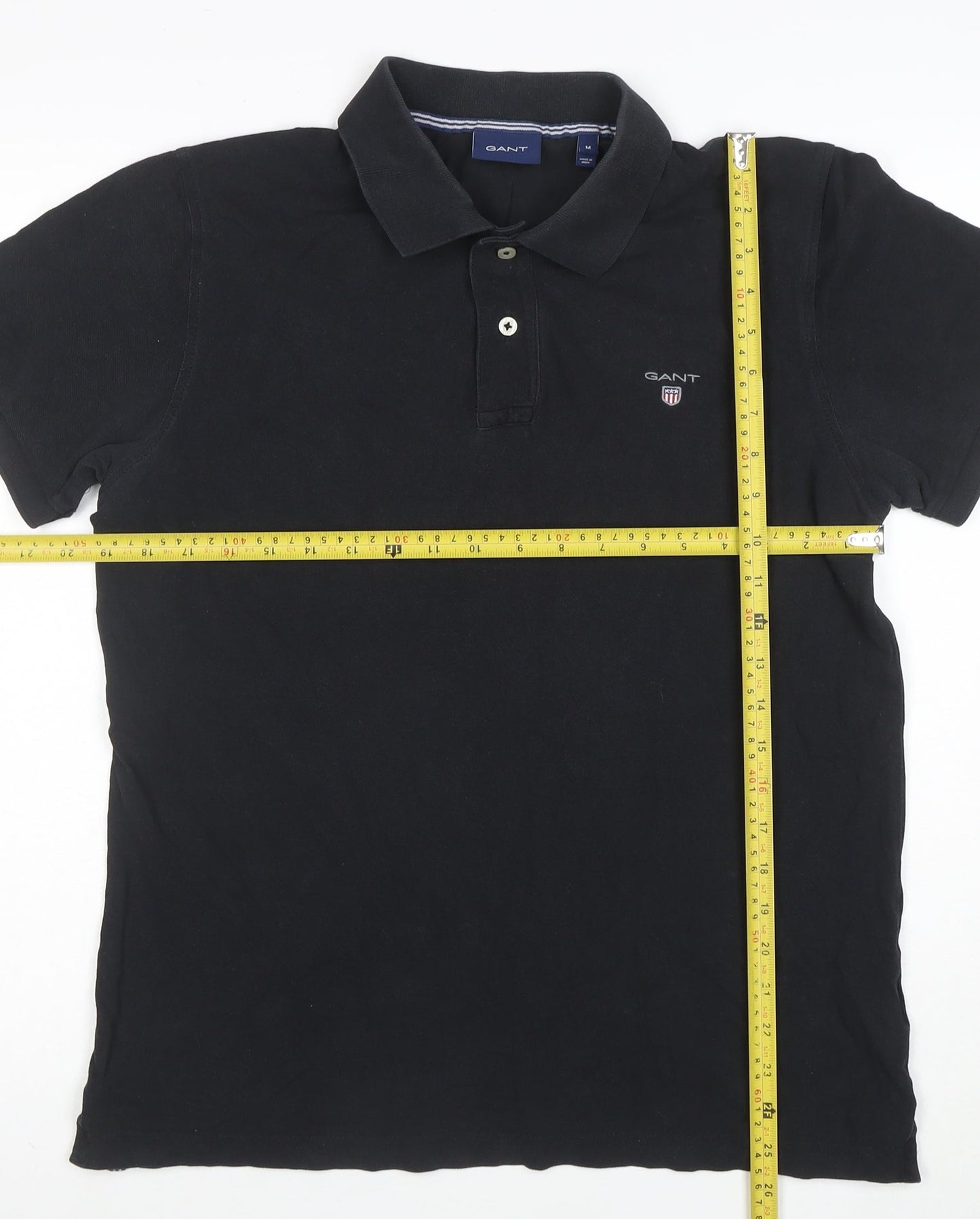 GANT Men's Black Cotton Polo Shirt Size M Short Sleeve Classic Fit
