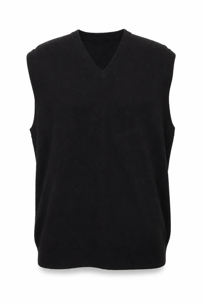 Marks and Spencer Men's Black Wool V-Neck Sleeveless Jumper Vest XL