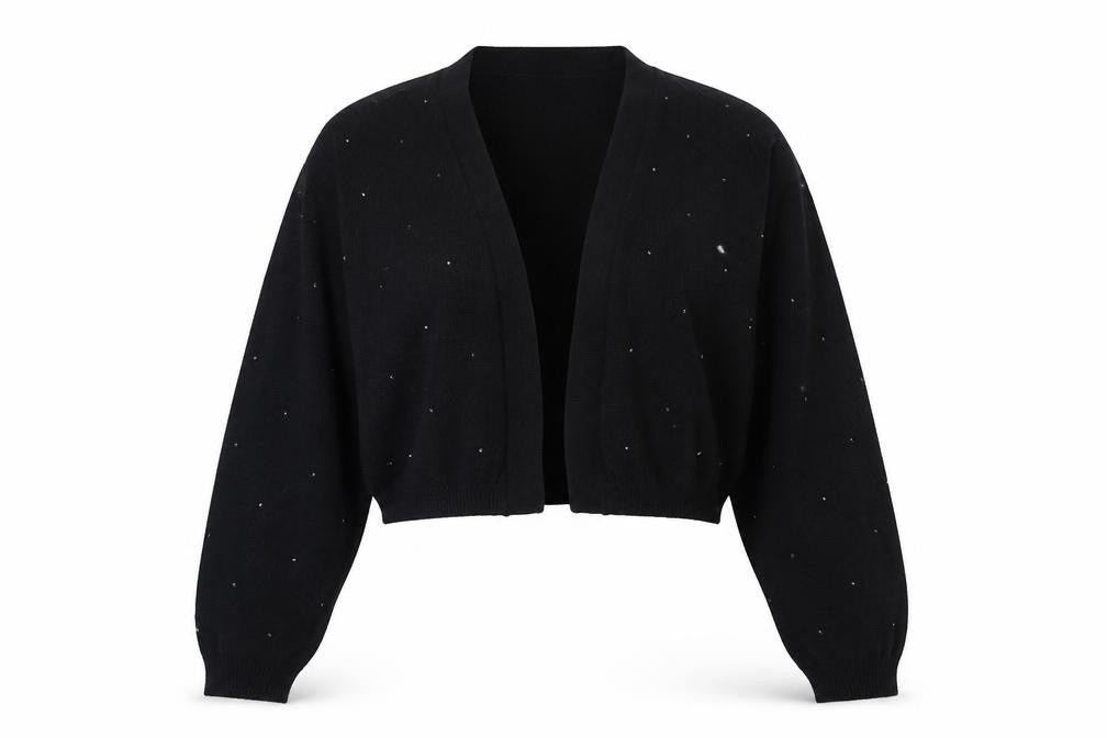 Monsoon Womens Black Beaded Knit Cardigan Size S