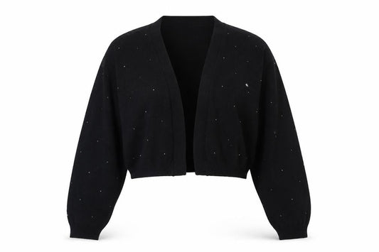 Monsoon Womens Black Beaded Knit Cardigan Size S