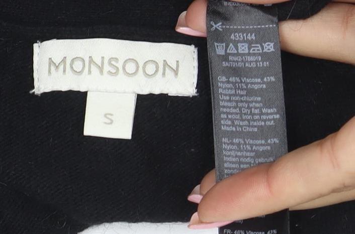 Monsoon Womens Black Beaded Knit Cardigan Size S