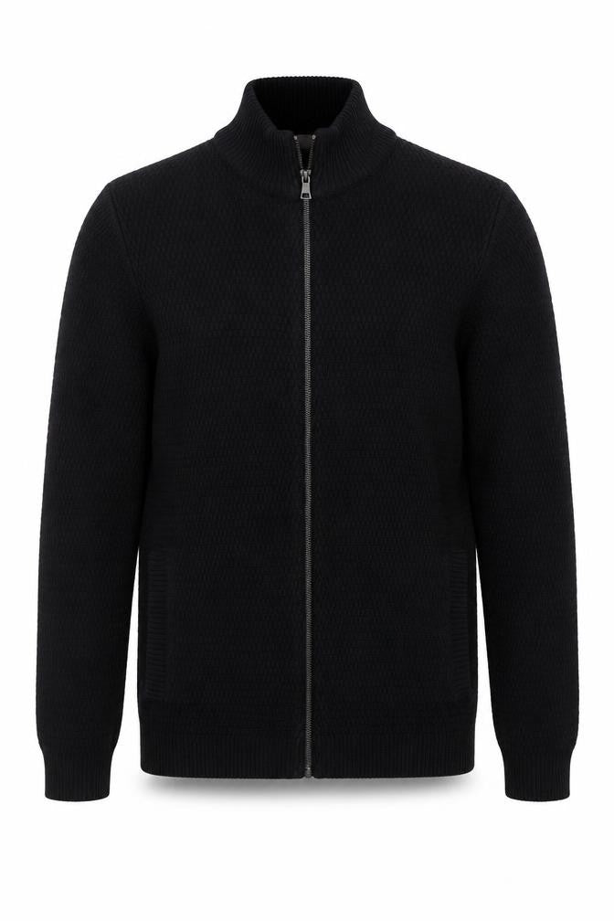 Marks & Spencer Men’s Black Full Zip High Neck Acrylic Jumper S