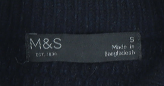 Marks and Spencer Men’s Black Full Zip High Neck Acrylic Jumper S