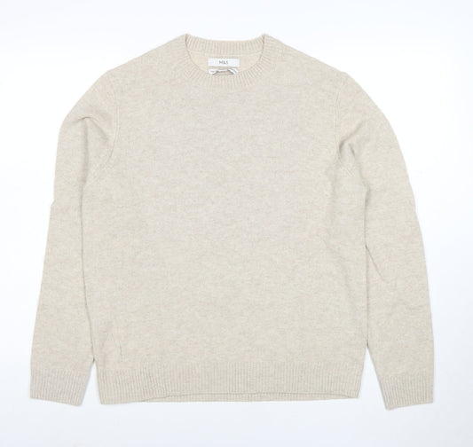 Marks and Spencer Men's Beige Wool Crew Neck Jumper M