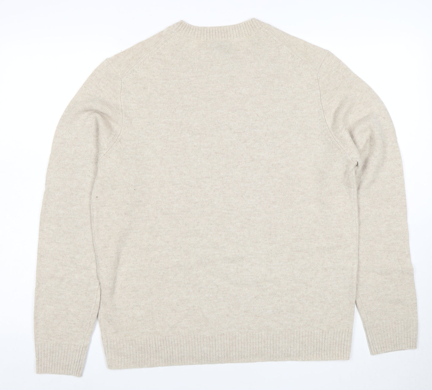 Marks and Spencer Men's Beige Wool Crew Neck Jumper M