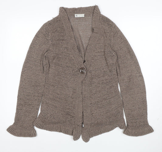 BHS Women’s Brown V-Neck Long Sleeve Knit Cardigan Size 12