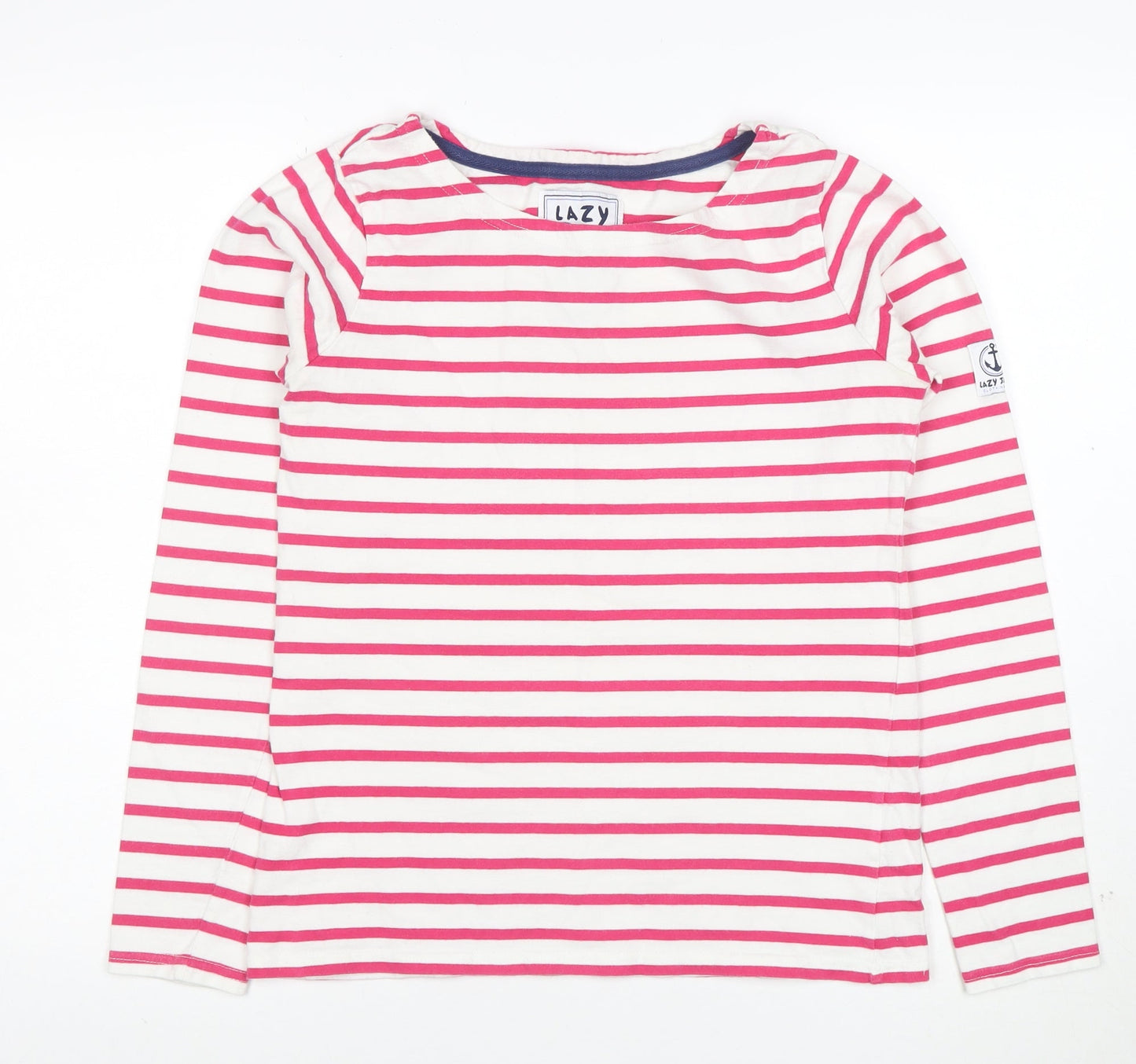 Lazy Jacks Women's Pink Striped Long Sleeve Cotton Nautical T-Shirt XS